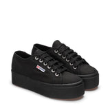 Superga 2790 Platform Sneakers - Full Black. Front view.