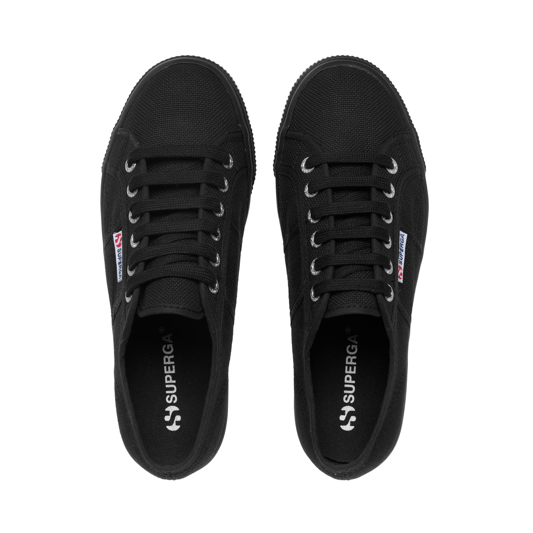 Superga 2790 Platform Sneakers - Full Black. Top view.