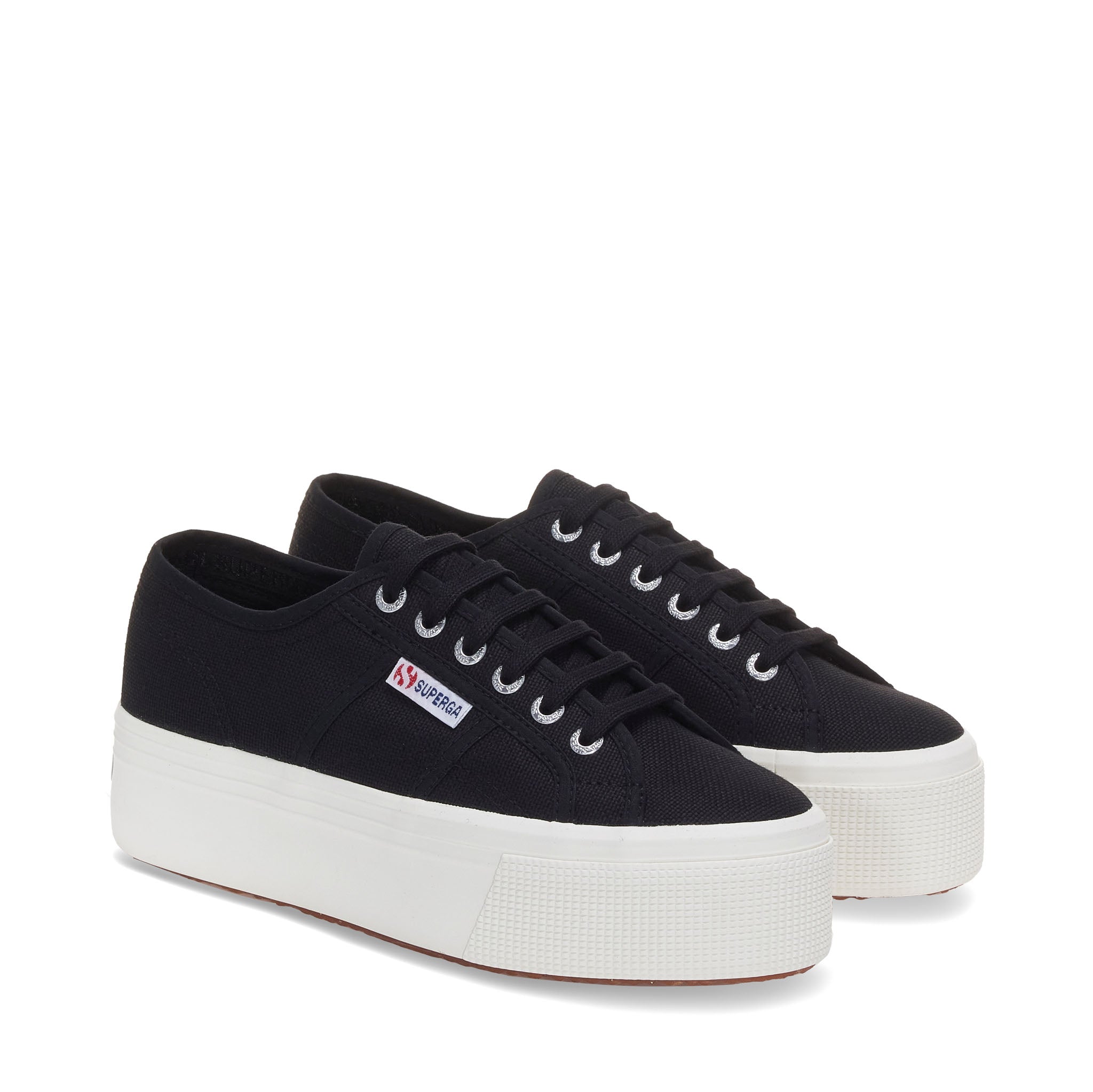 Superga 2790 Platform Sneakers - Black. Front view.