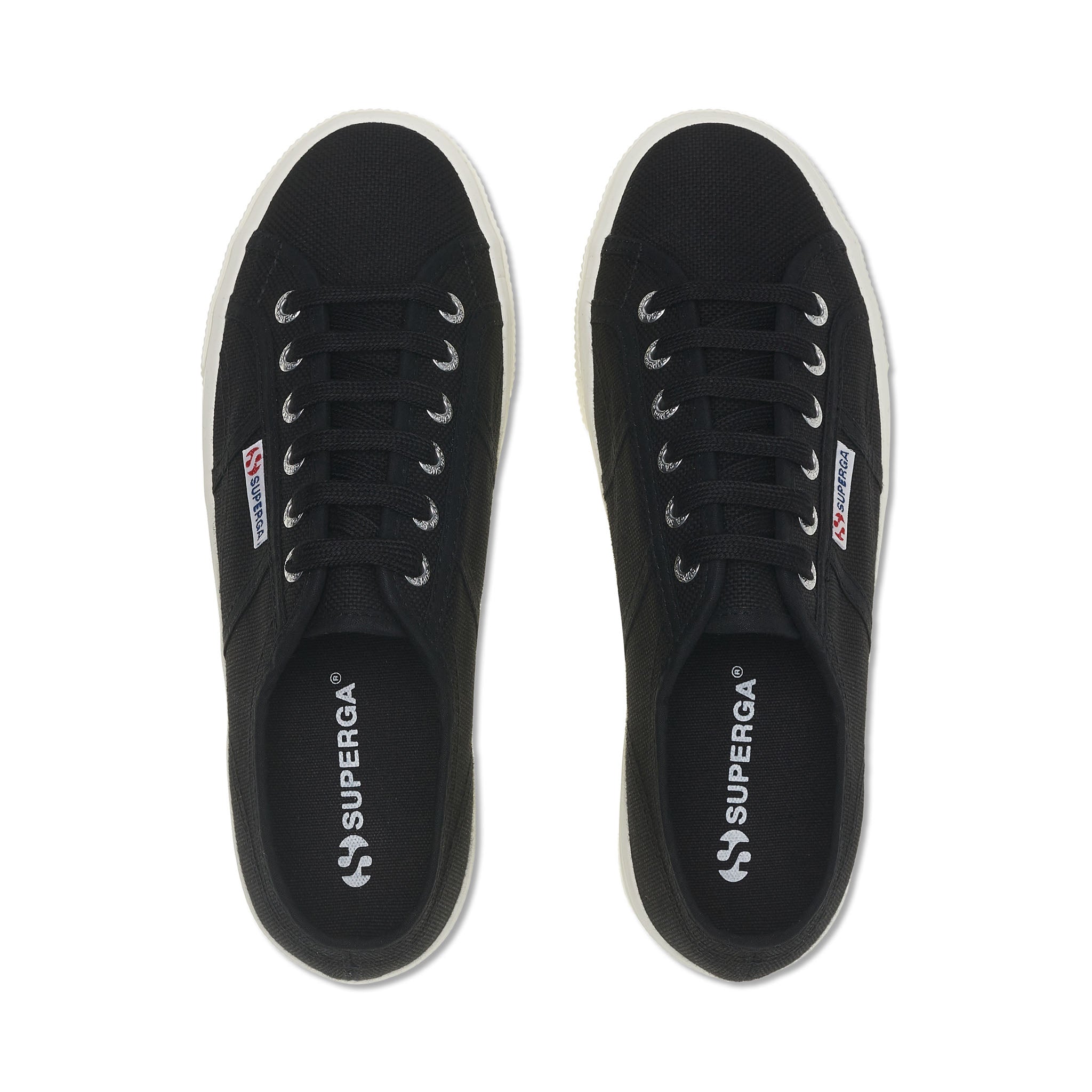 Superga 2790 Platform Sneakers - Black. Top view.