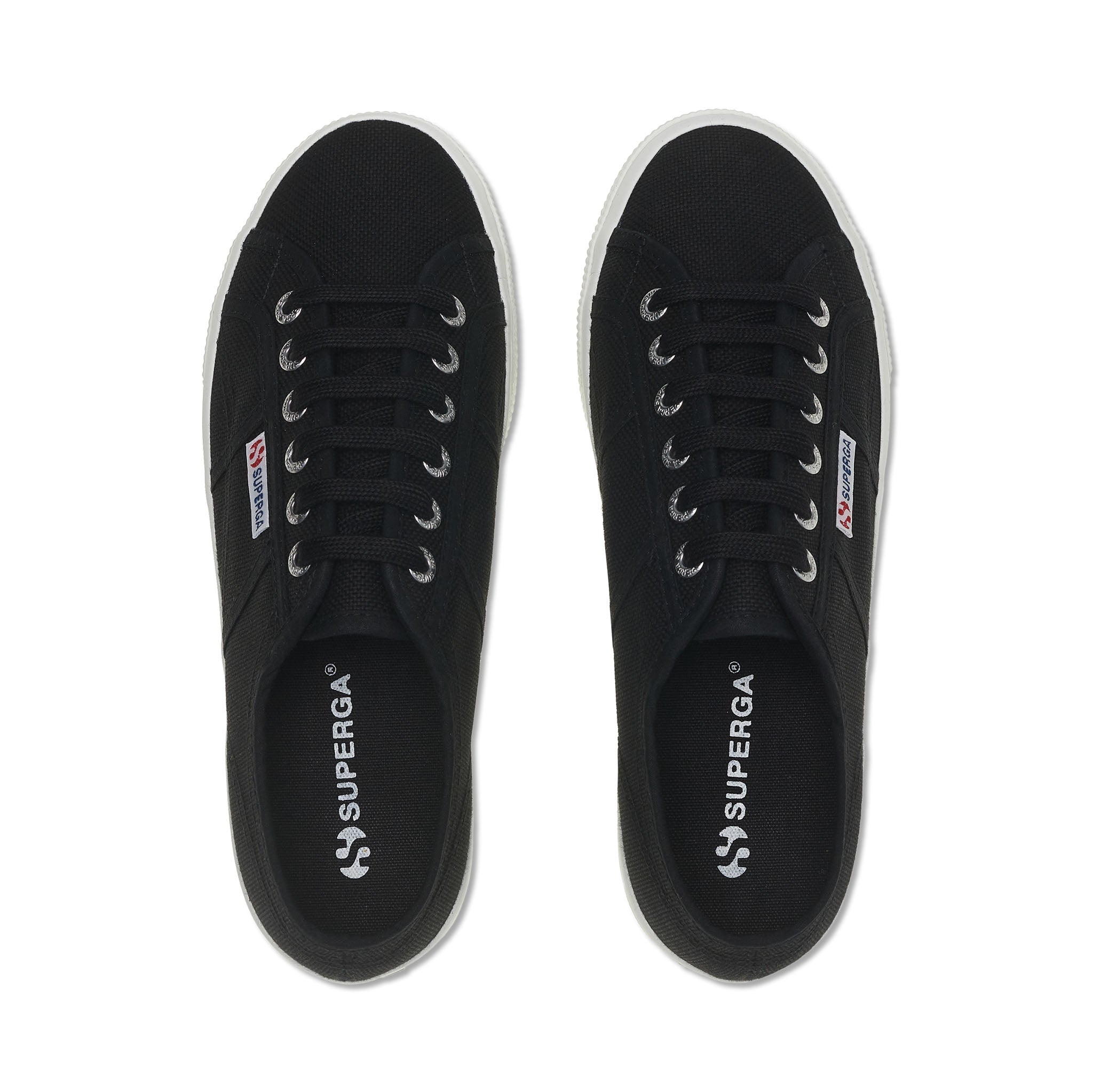 Superga 2790 Platform Sneakers - Black White. Top view.