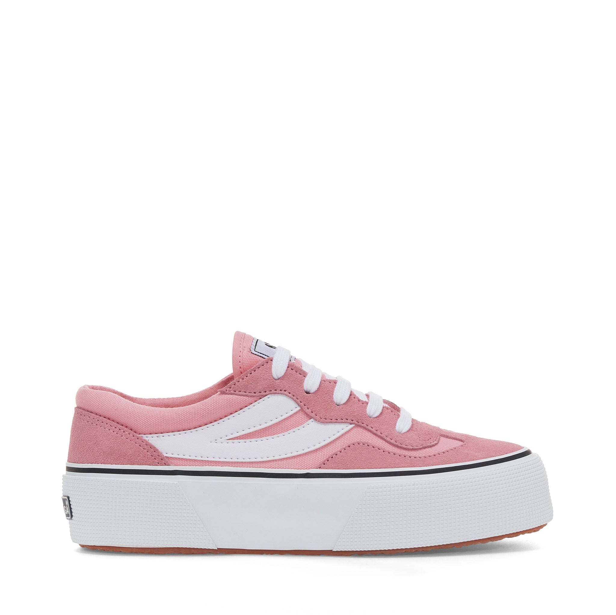 Superga 3041 Revolley Colorblock Platform Sneakers - Pink. Side view.