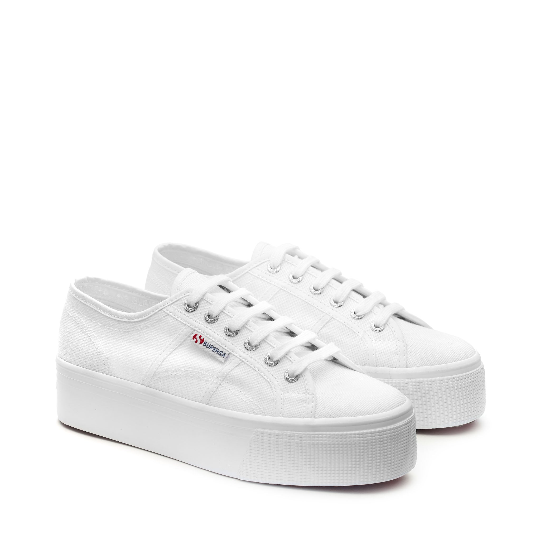 Superga 2790 Platform Sneakers - White. Front view.