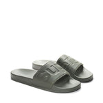Superga 1908 Polysoft Slides - Green Safari. Front view.