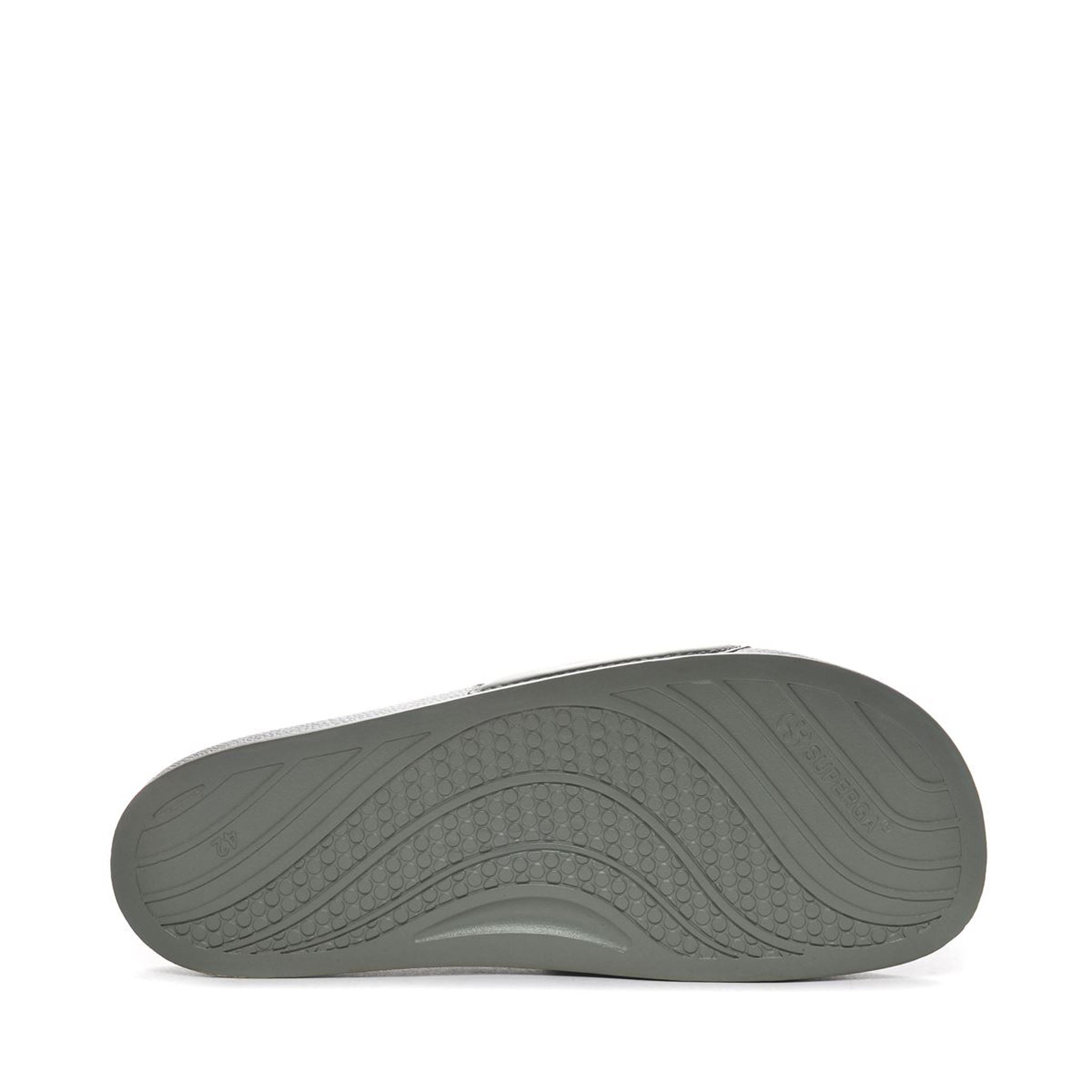 Superga 1908 Polysoft Slides - Green Safari. Bottom view.
