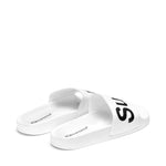 Superga 1908 Polysoft Slides - White Black. Back view.