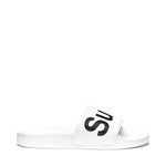 Superga 1908 Polysoft Slides - White Black. Side view.