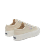 Superga 2631 Stripe Platform Sneakers - Beige. Back view.