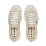 Superga 2631 Stripe Platform Sneakers - Beige. Top view.