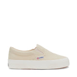 Superga 2740 Platform Slip-on Sneakers - Beige. Side view.