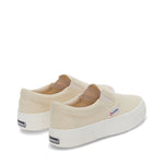 Superga 2740 Platform Slip-on Sneakers - Beige. Back view.