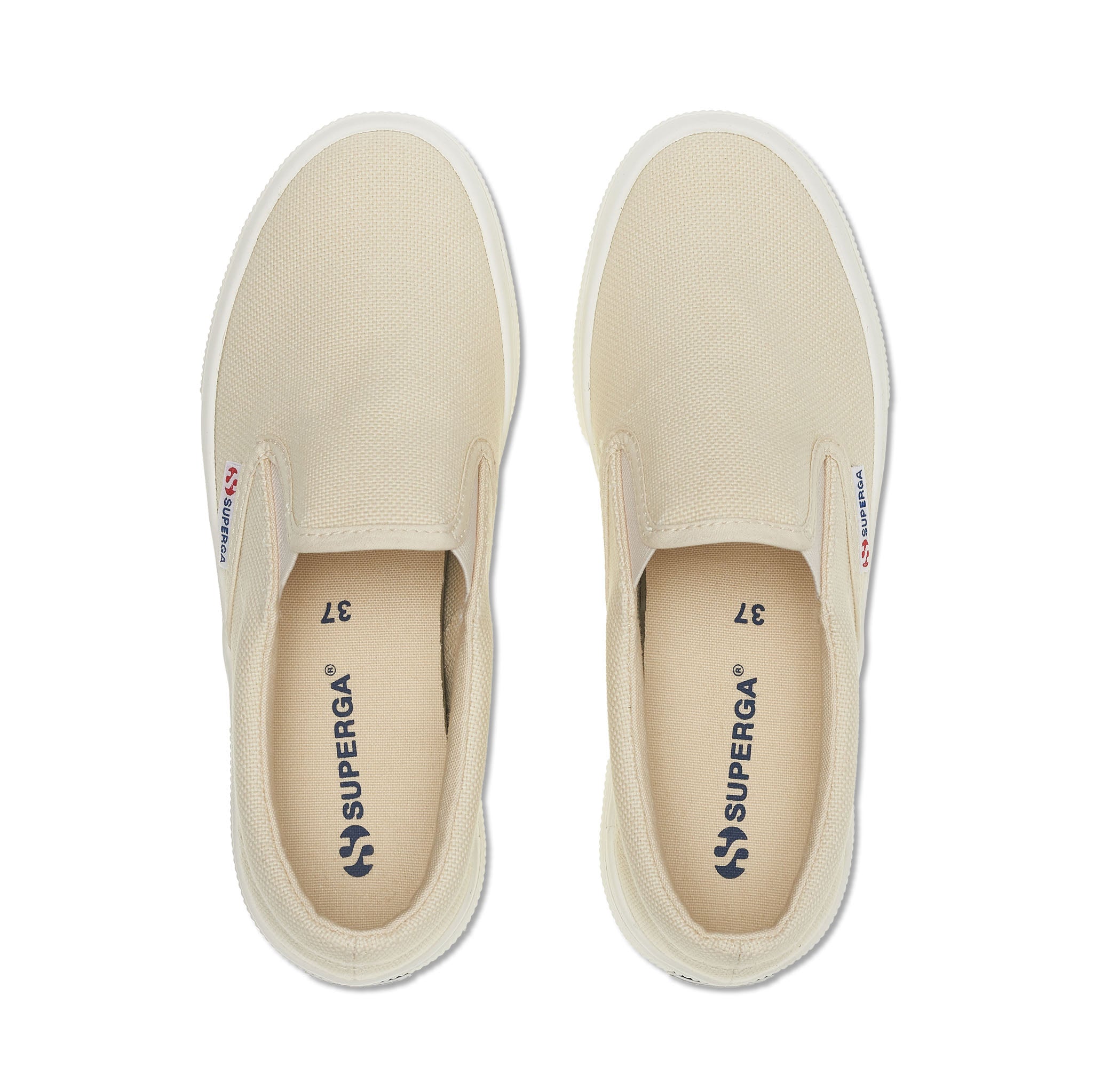 Superga 2740 Platform Slip-on Sneakers - Beige. Top view.