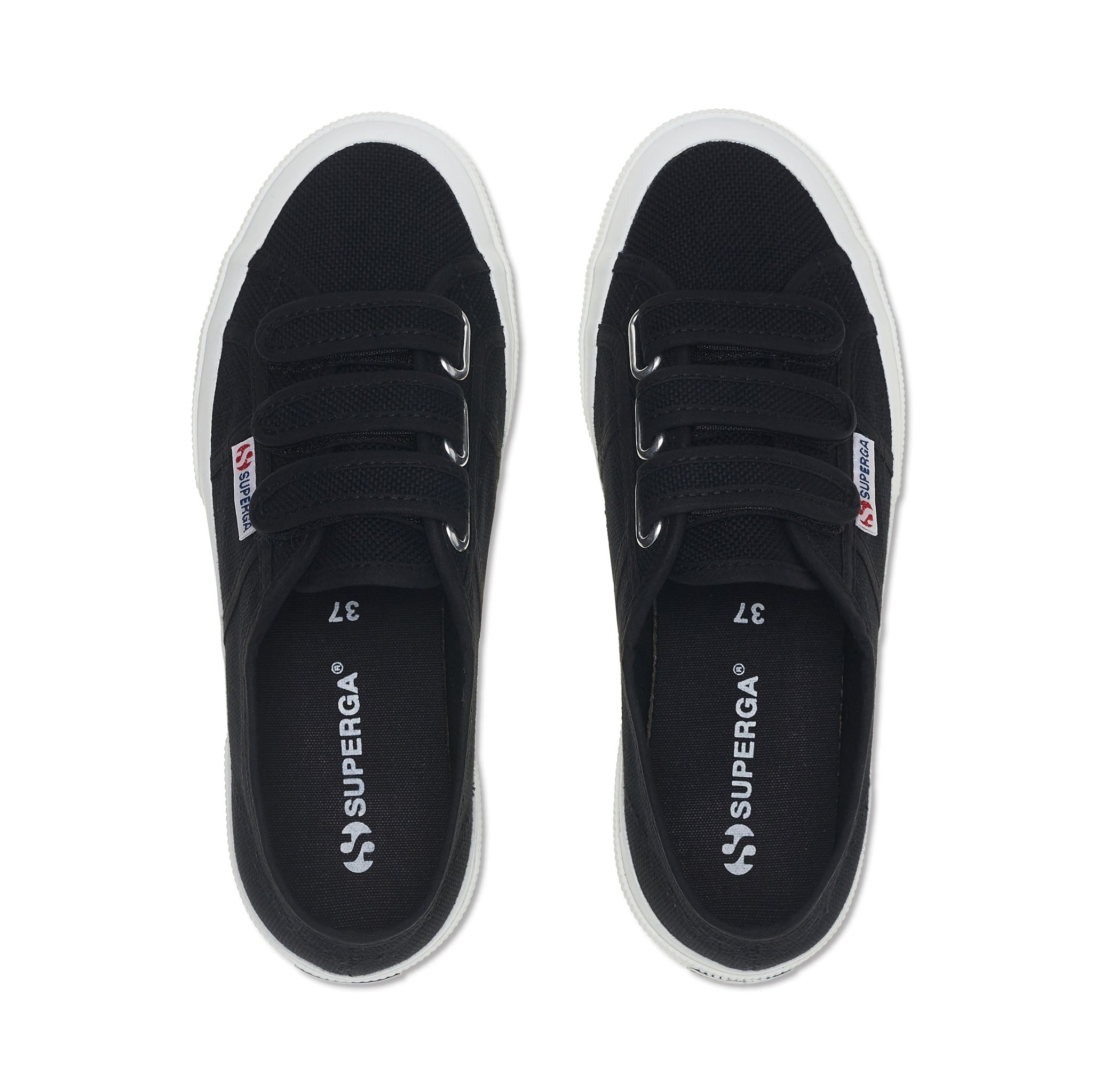 Superga 2750 Cot3Strapu Sneakers - Black. Top view.