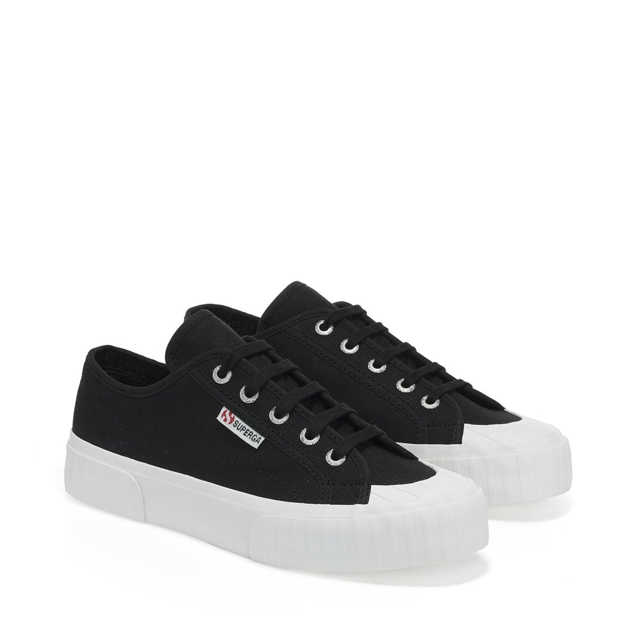 Superga 2630 Stripe Sneakers - Black. Front view.