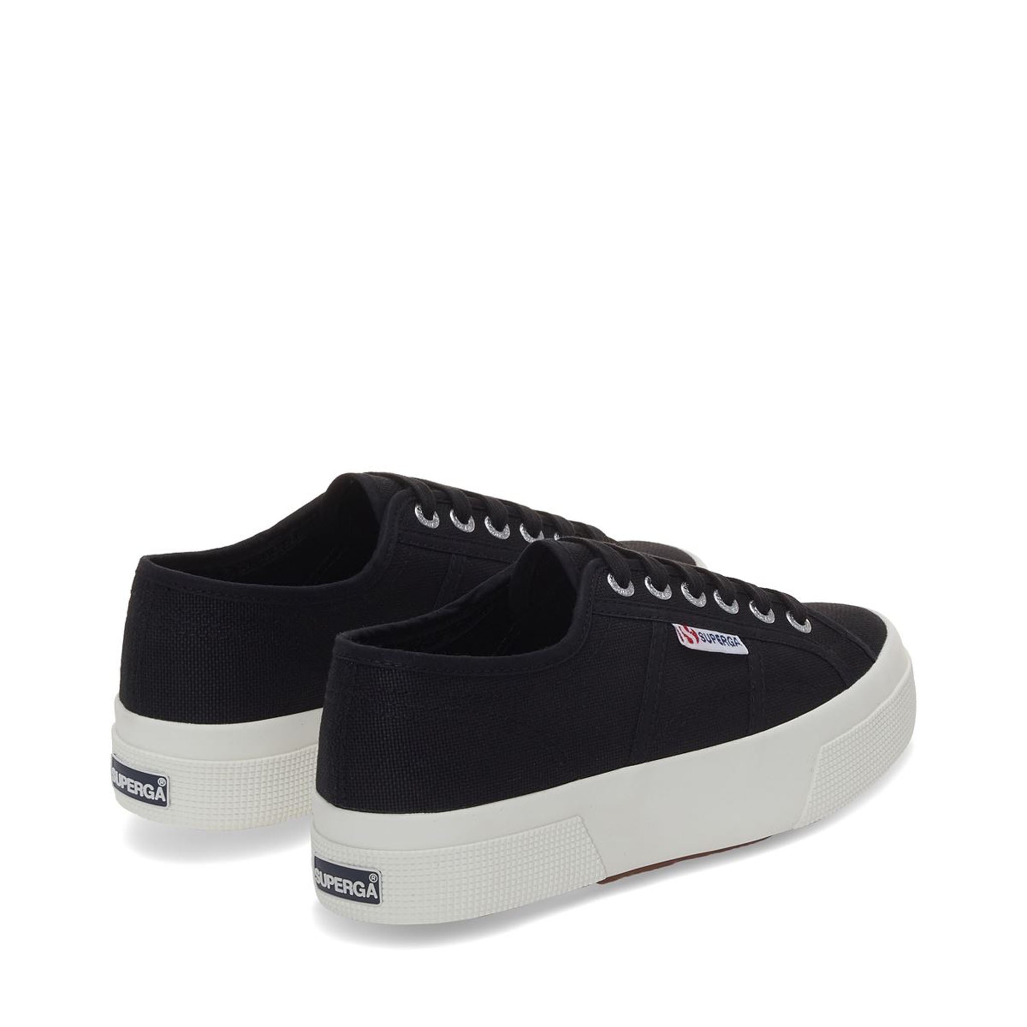 Superga 2740 Platform Sneakers - Black Avorio. Back view.