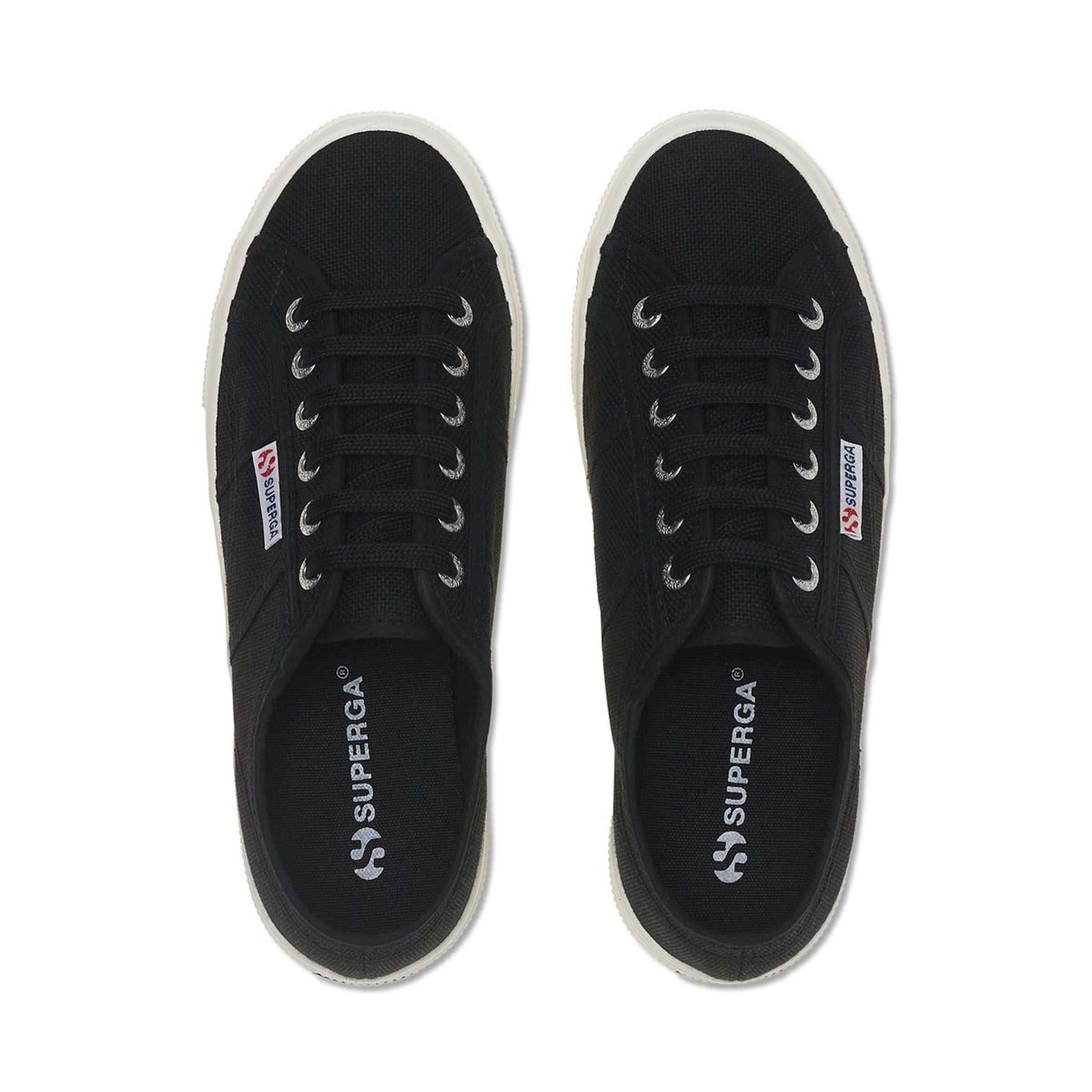 Superga 2740 Platform Sneakers - Black Avorio. Top view.