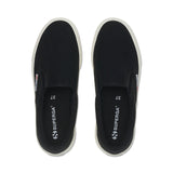 Superga 2740 Platform Slip-on Sneakers - Black. Top view.