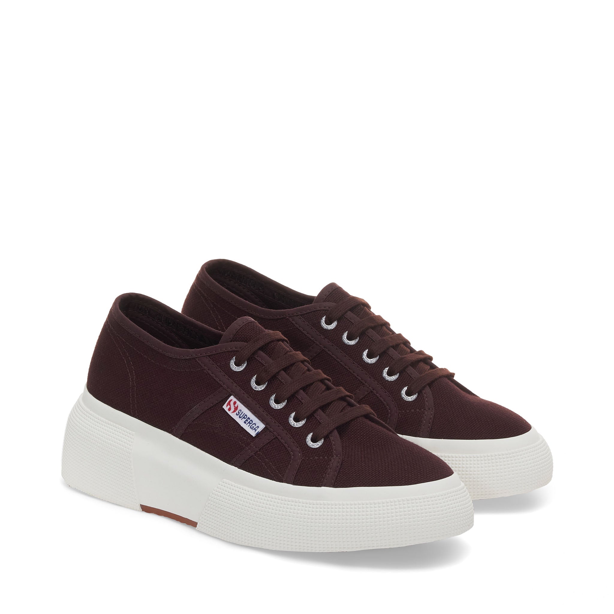 Superga 2287 Bubble Sneakers - Brown. Front view.