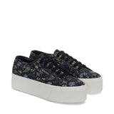Superga 2790 Floral Print Sneakers - Grey. Front view.