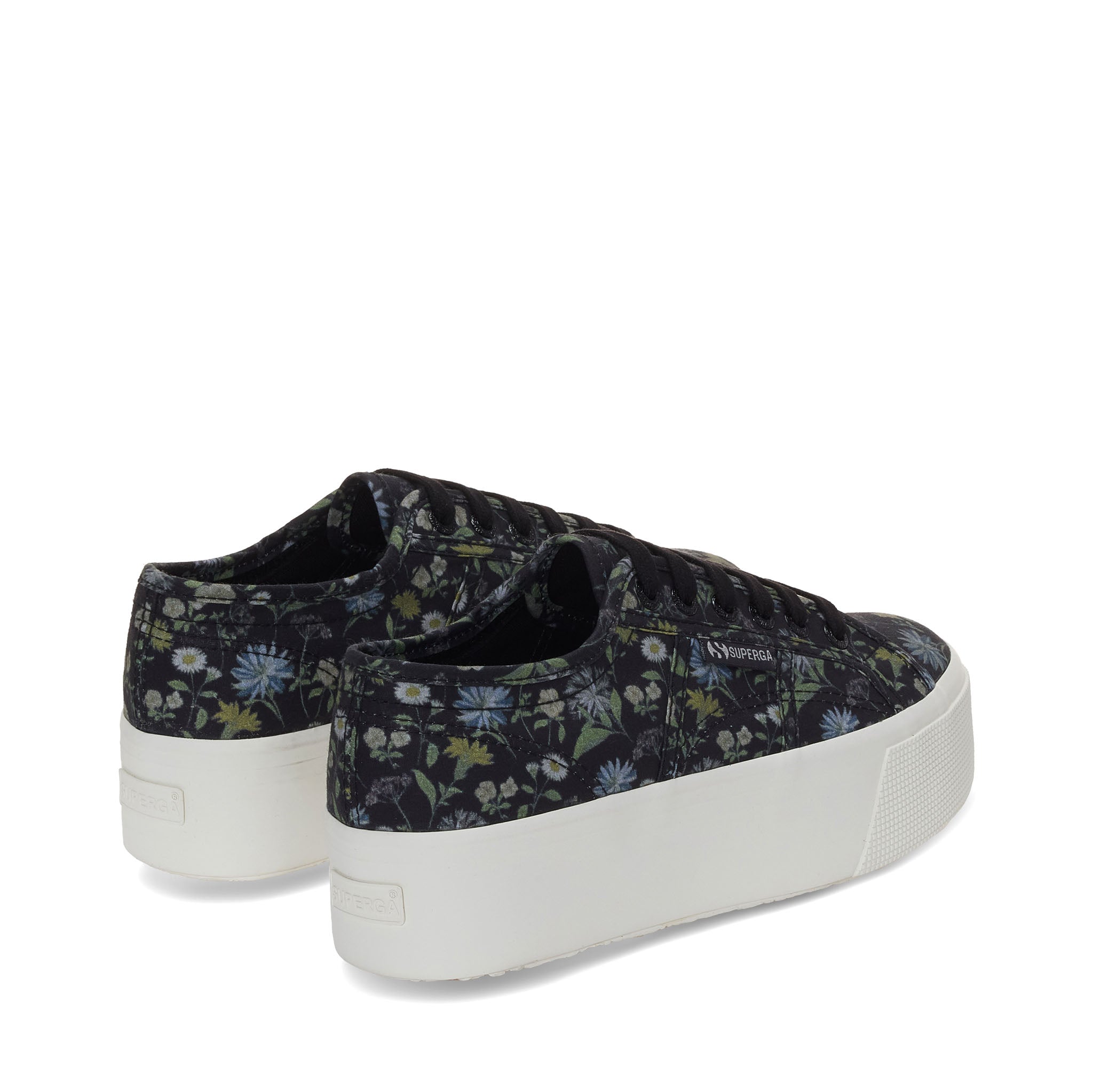 Superga 2790 Floral Print Sneakers - Grey. Back view.