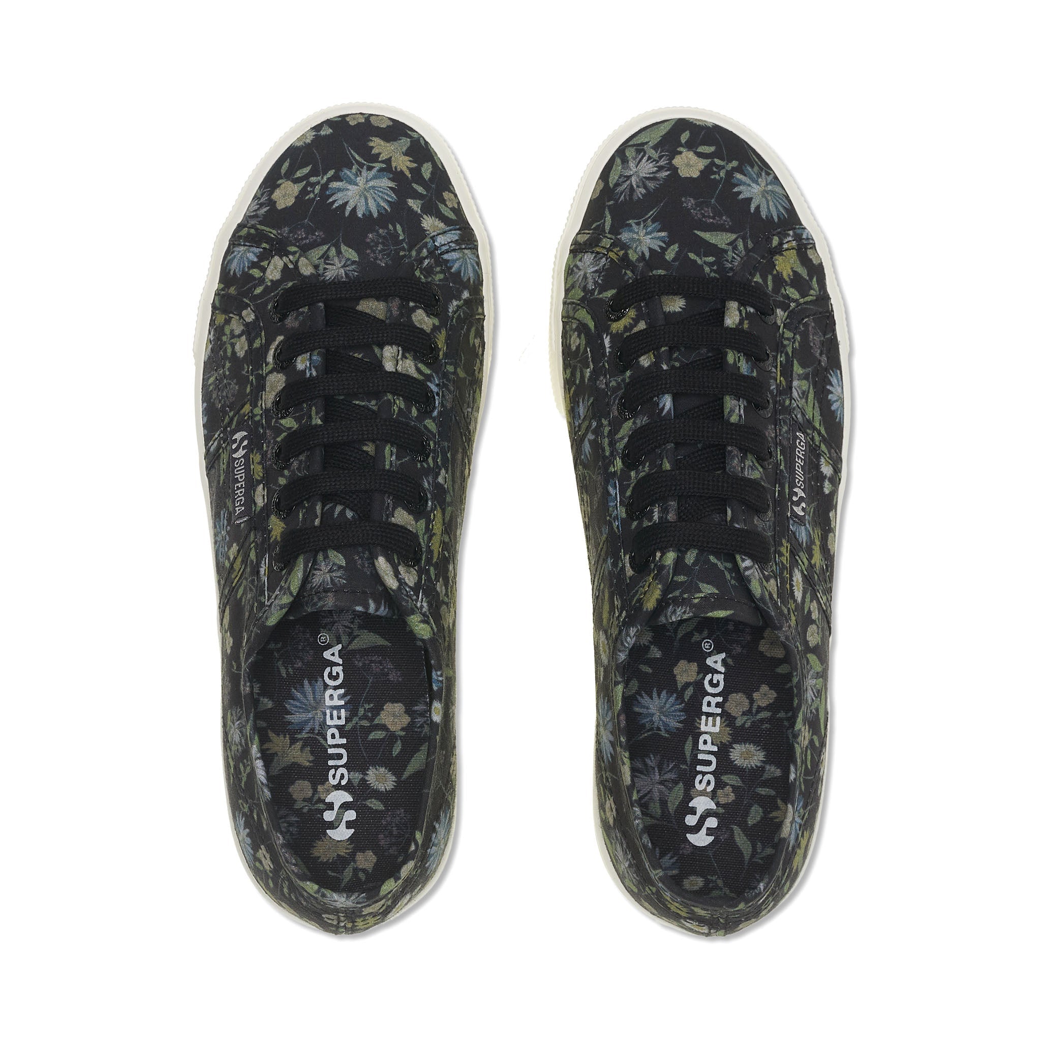 Superga 2790 Floral Print Sneakers - Grey. Top view.