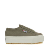 Superga 2790 Tank Sneakers - Green Safari. Side view.