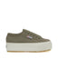 Superga 2790 Tank Sneakers - Green Safari. Side view.