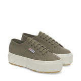 Superga 2790 Tank Sneakers - Green Safari. Front view.