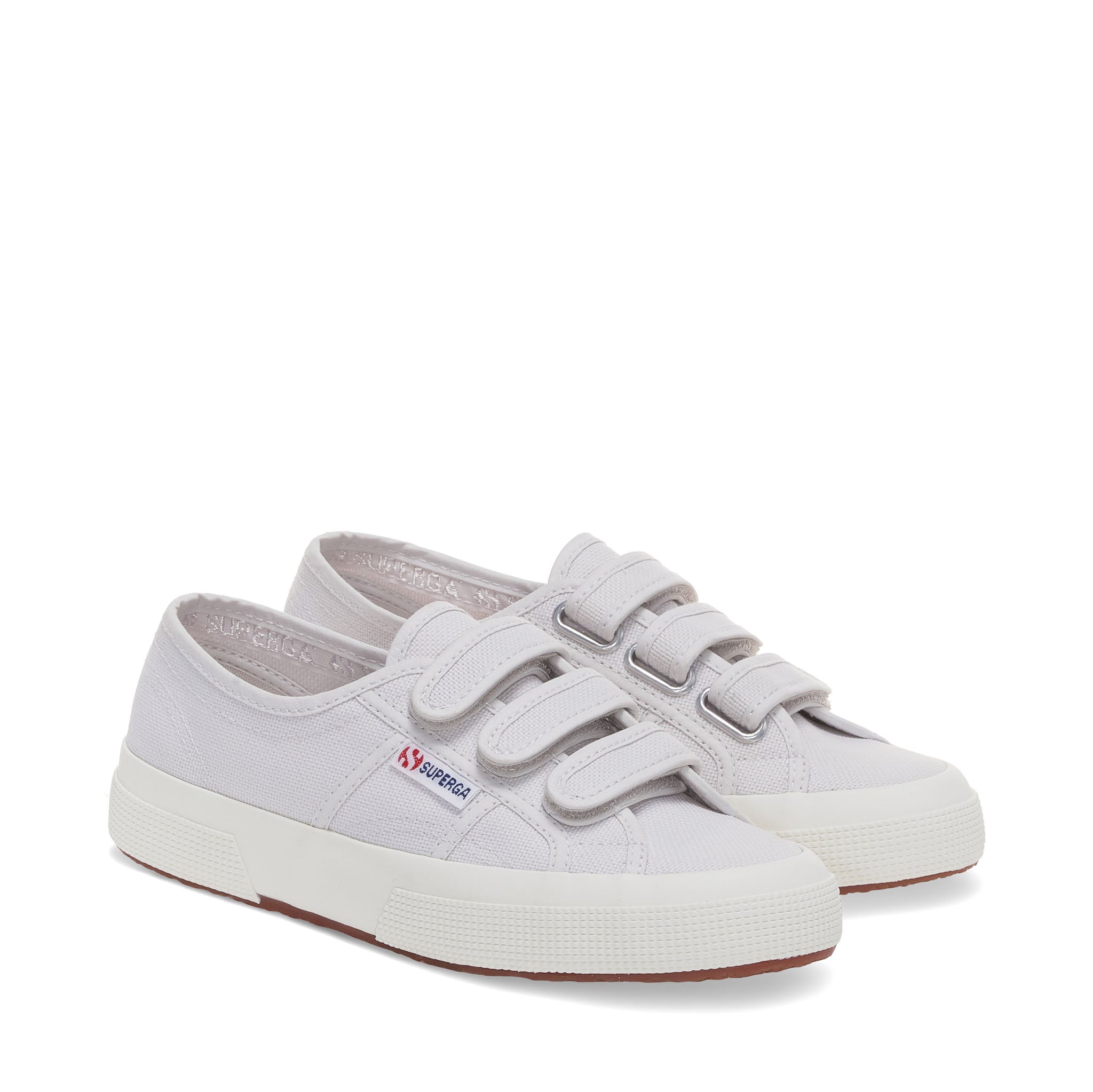 Superga 2750 Cot3Strapu Sneakers - Light Grey. Front view.