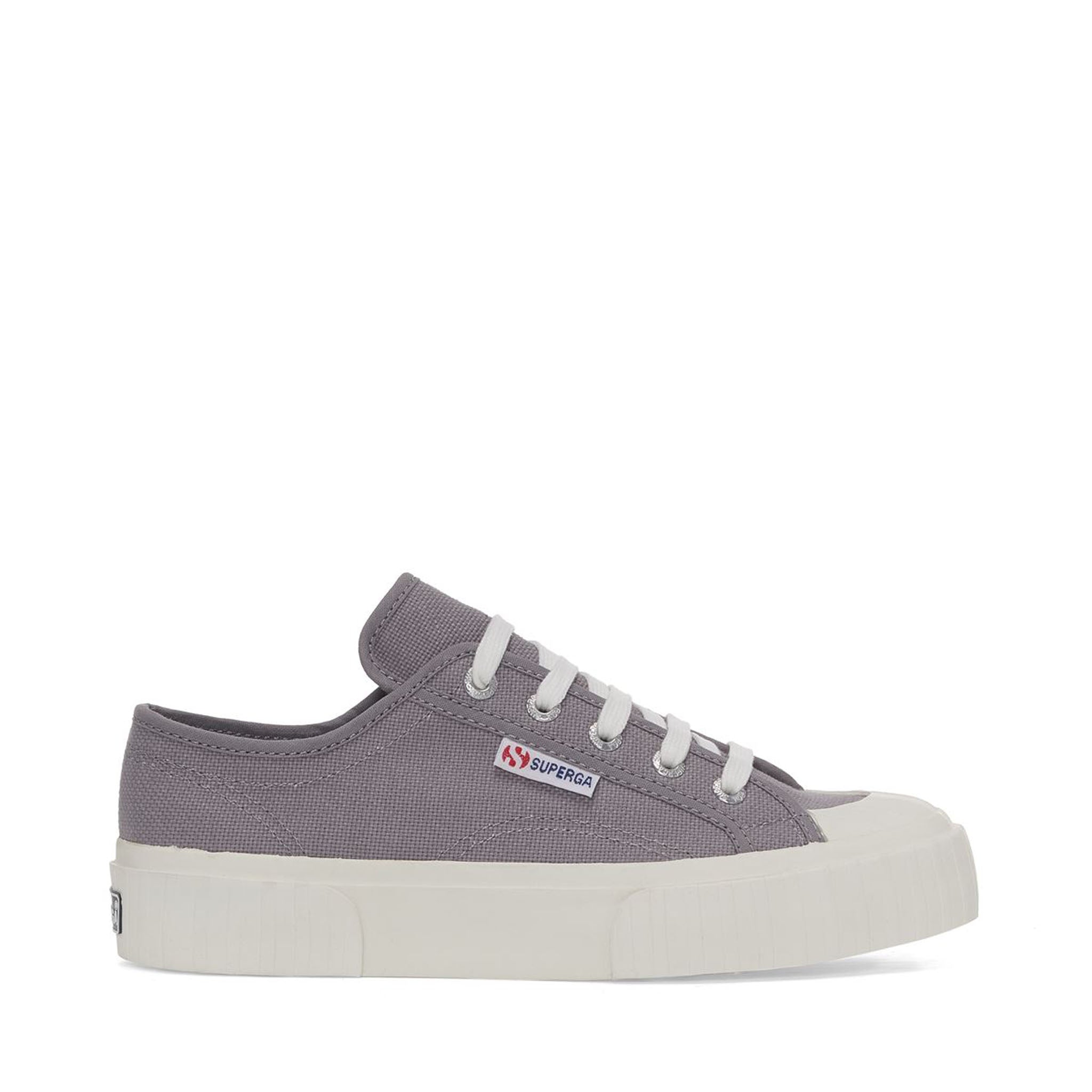Superga Women's 3630 Stripe Sneaker in Grey Bluish.