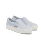 Superga 2740 Platform Slip-on Sneakers - Grey. Front view.