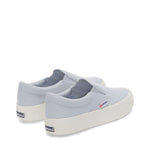 Superga 2740 Platform Slip-on Sneakers - Grey. Back view.