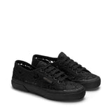 Superga 2750 Macrame Sneakers - Total Black. Front view.