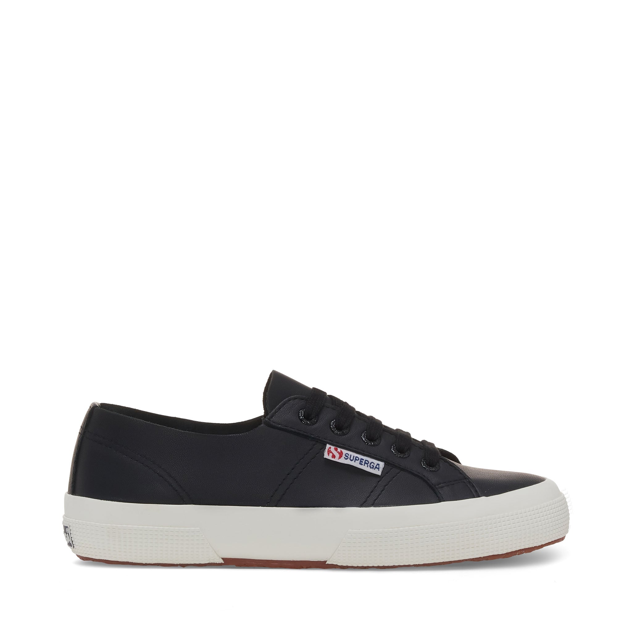Superga 2750 Unlined Nappa Sneakers - Black. Side view.