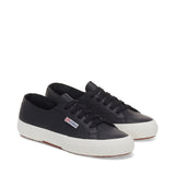 Superga 2750 Unlined Nappa Sneakers - Black. Front view.