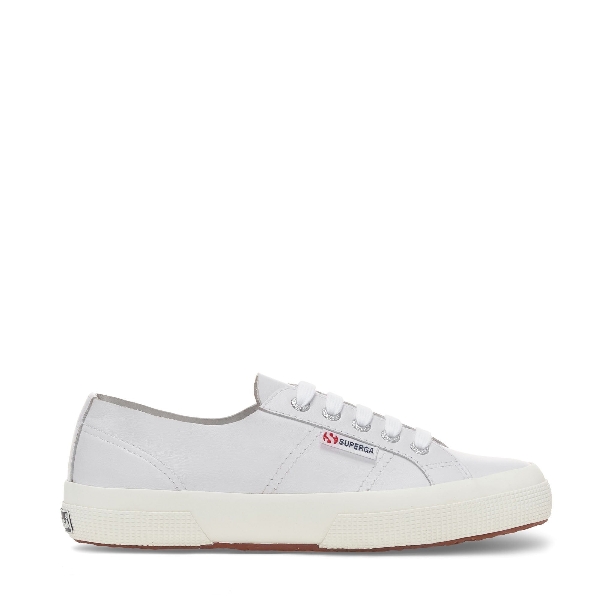 Superga 2750 Unlined Nappa Sneakers - Optical White. Side view.