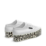 Superga 2790 Light Leopard Foxing Print Sneakers - White. Back view.