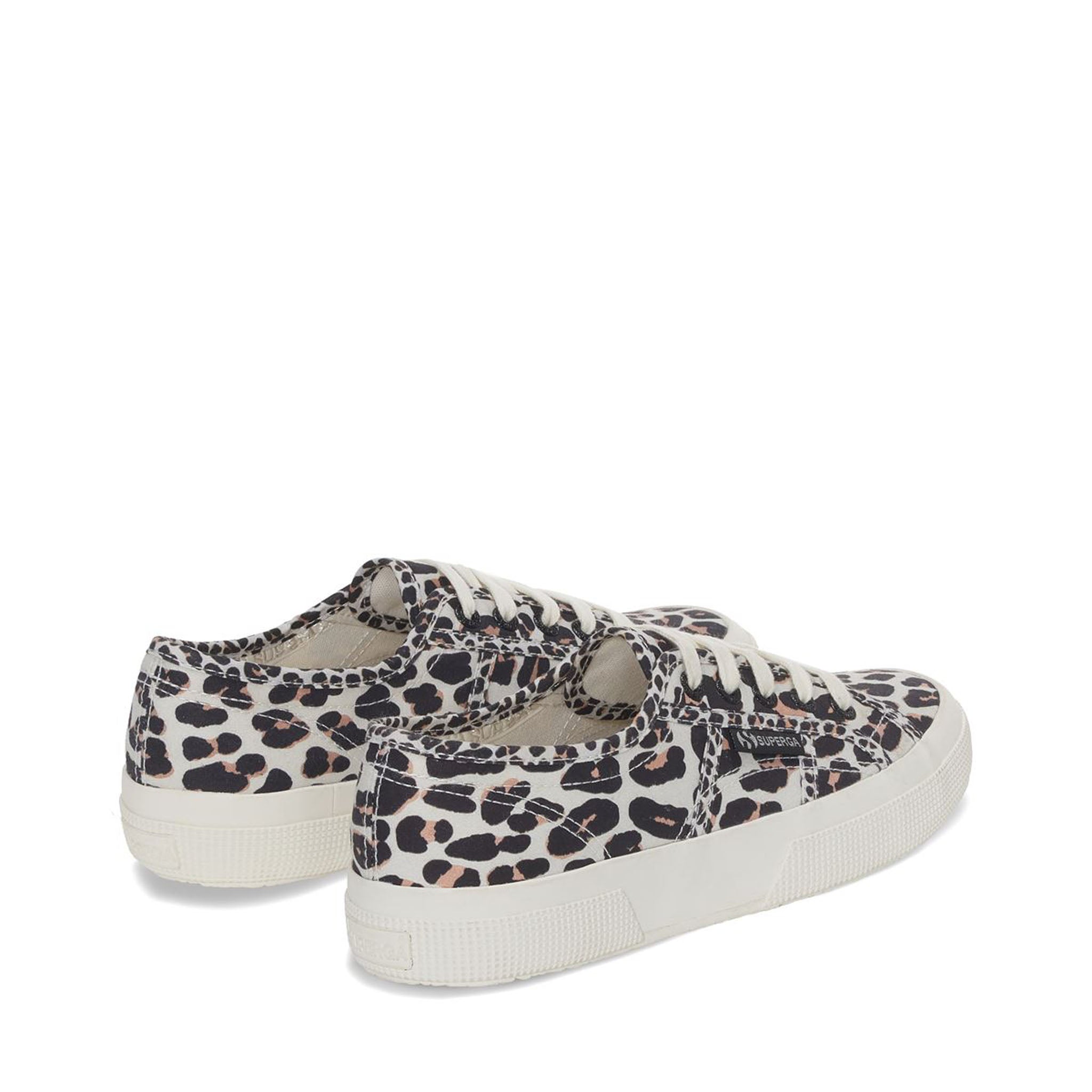 Superga 2750 Light Leopard Print Sneakers - Beige. Back view.