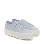 Superga 2790 Platform Sneakers - Grey Lilla Avorio. Front view.
