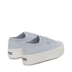 Superga 2790 Platform Sneakers - Grey Lilla Avorio. Back view.