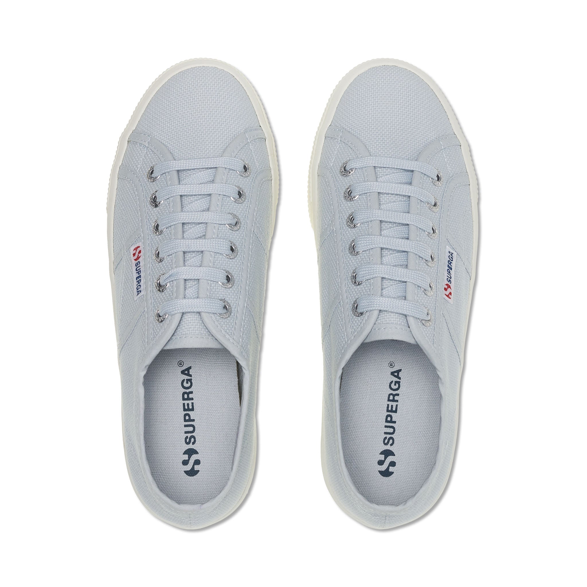 Superga 2790 Platform Sneakers - Grey Lilla Avorio. Top view.