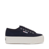 Superga 2790 Platform Sneakers - Navy. Side view.