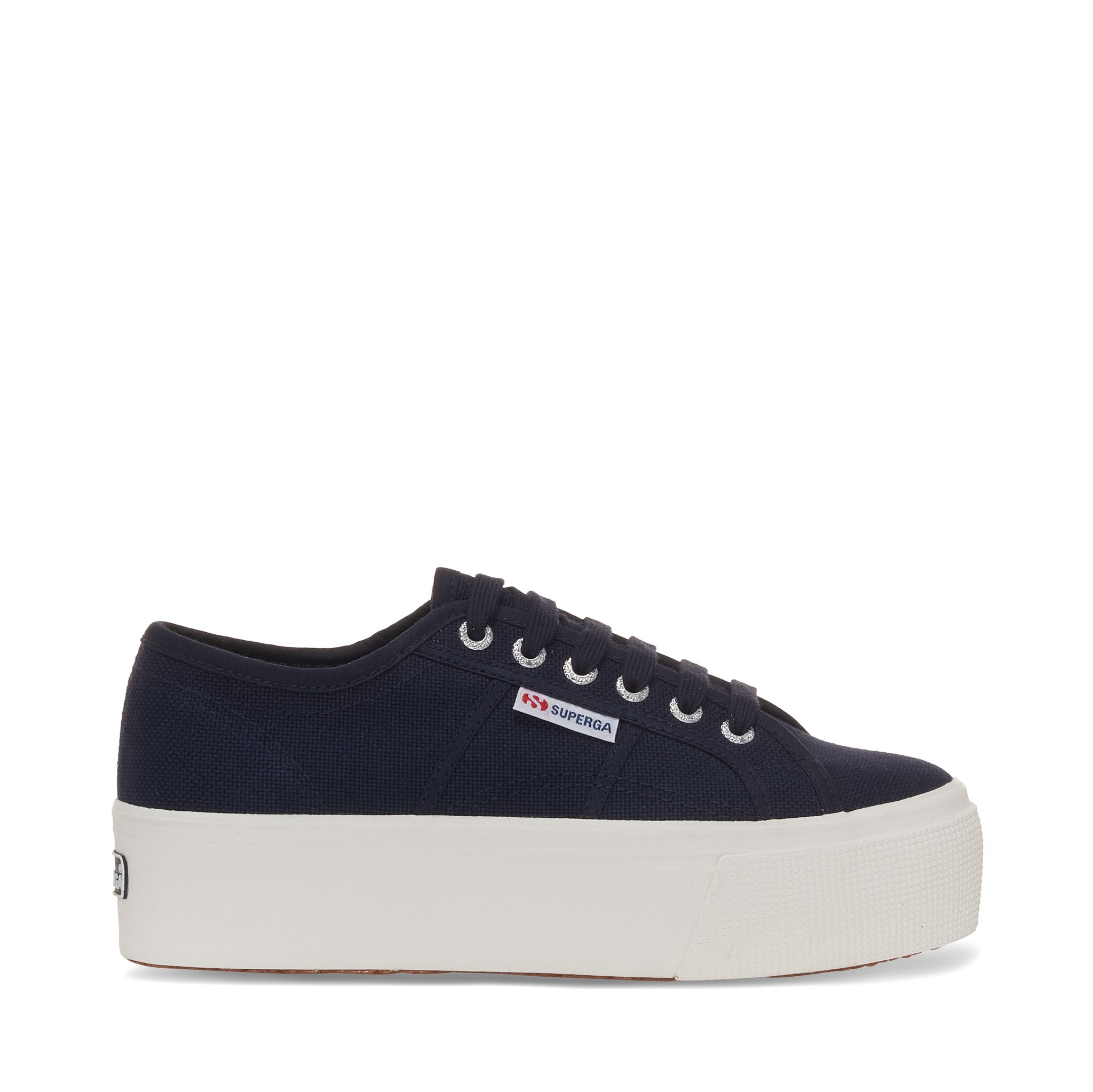 Superga 2790 Platform Sneakers - Navy. Side view.