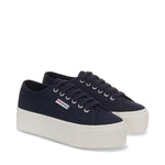 Superga 2790 Platform Sneakers - Navy. Front view.