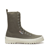 Superga 2641 Alpina High Top Boots - Olive. Side view.