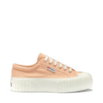 Superga 2631 Stripe Platform Sneakers - Pink. Side view.