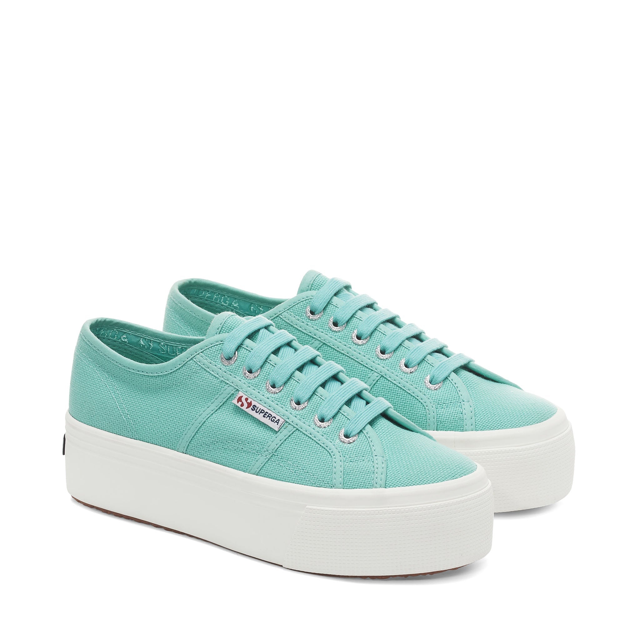 Superga 2790 Platform Sneakers - Teal. Front view.
