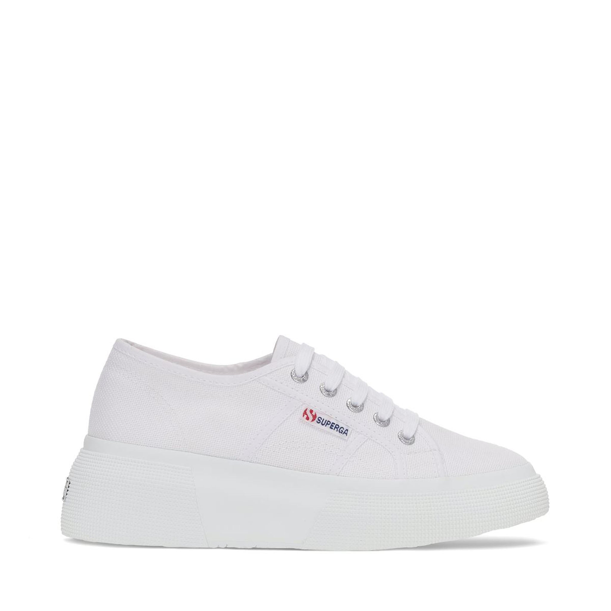 Superga 2287 Bubble Sneakers - White. Side view.