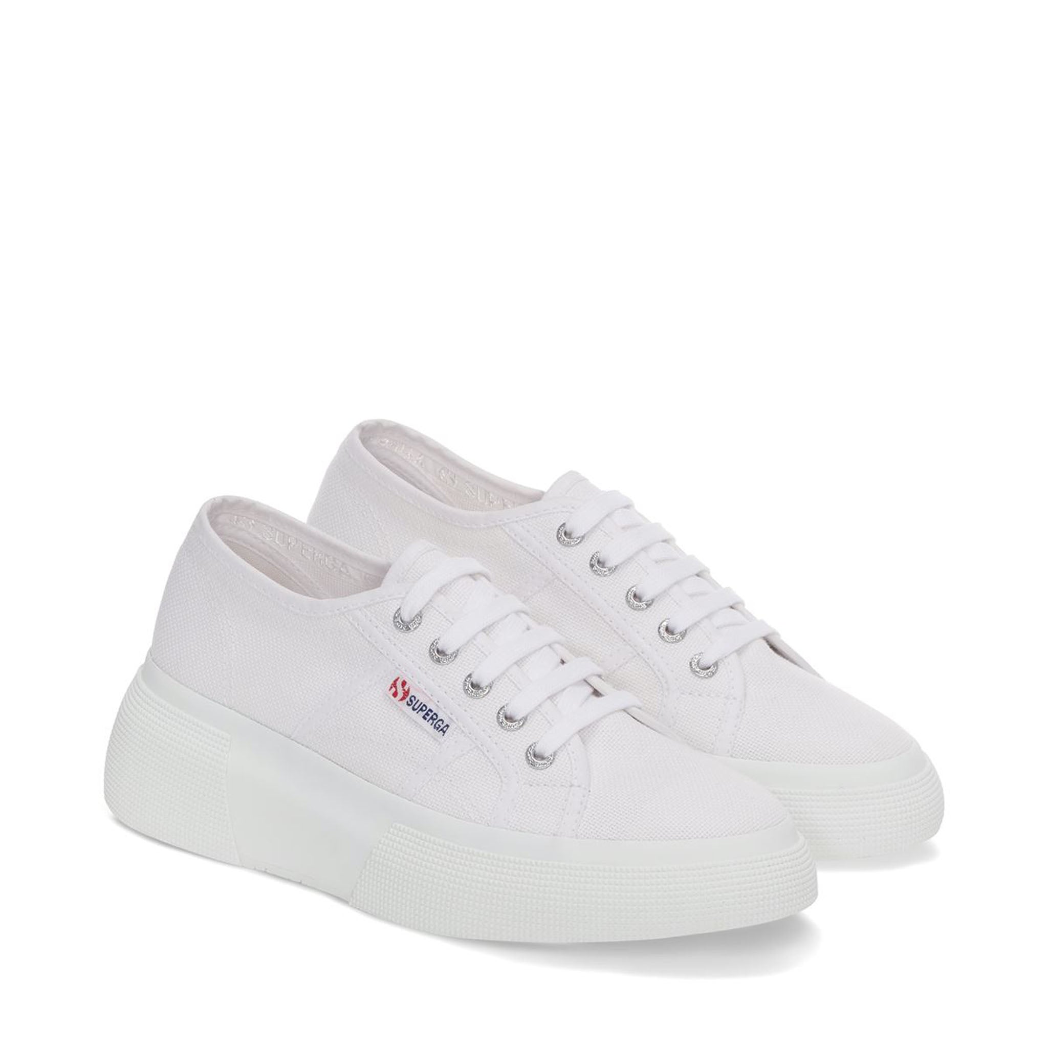 Superga 2287 Bubble Sneakers - White. Front view.