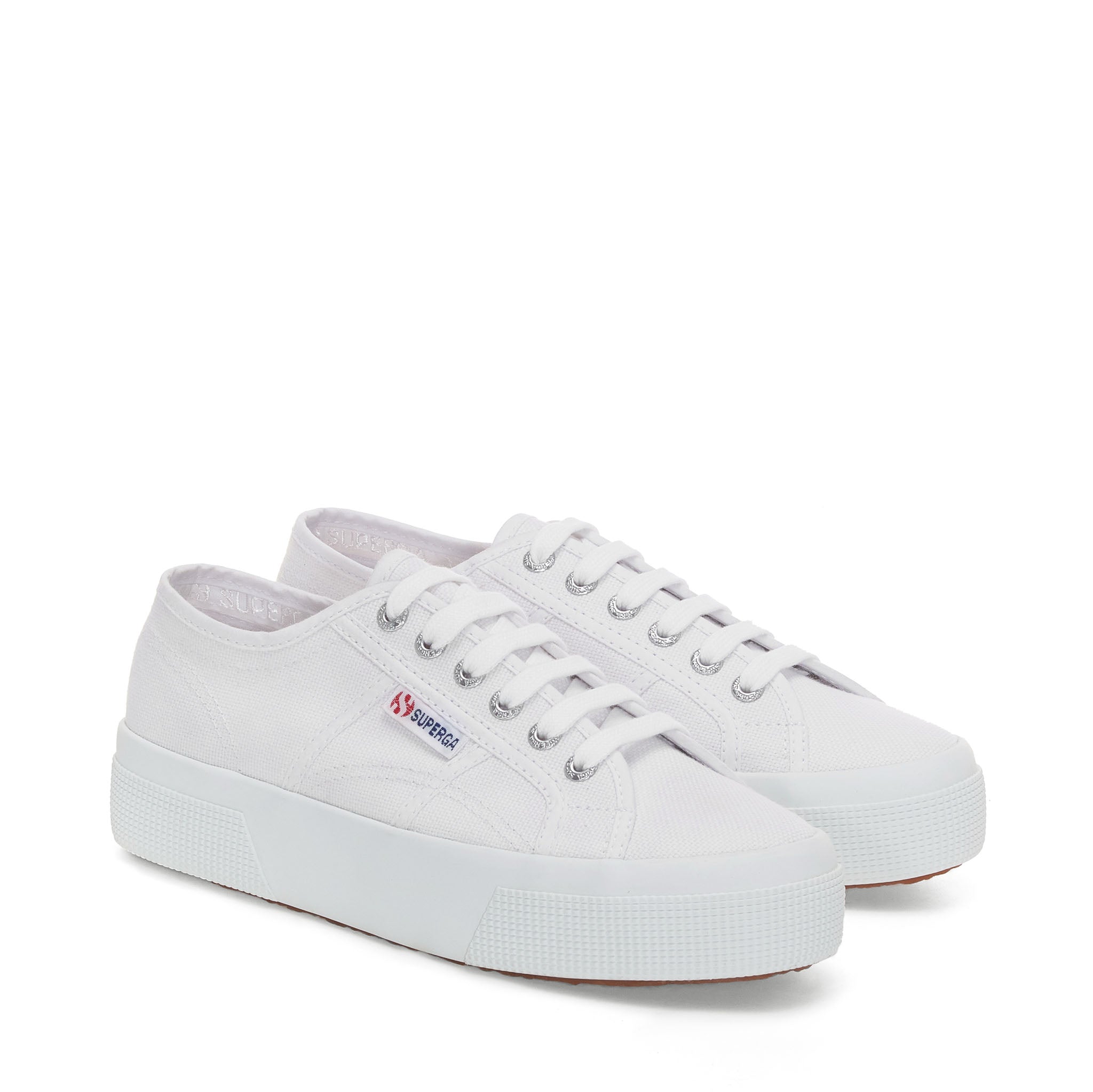 Superga 2740 Platform Sneakers - White. Front view.